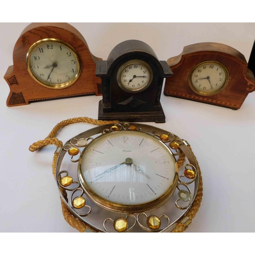 31 - Three - vintage mantle clocks & wall clock