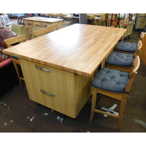 555 - Bespoke kitchen island incl. undercounter storage and 6x bar stools - approx. 46