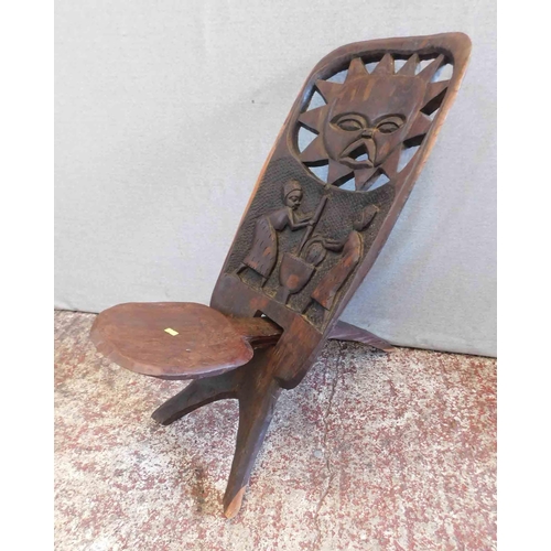 557 - Wooden birthing chair - hand carved, African