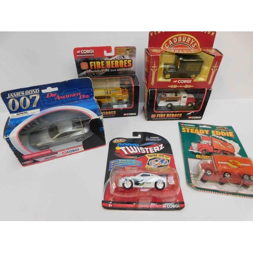 60 - Six - Corgi die cast vehicles - boxed & carded - including James Bond Vanquish