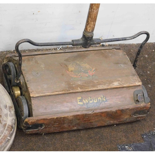 615 - Vintage Eubank carpet sweeper and vintage oak standard lamp base