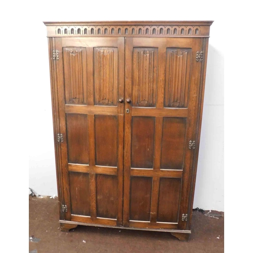 629 - Vintage priory style oak wardrobe