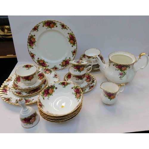 7 - Royal Albert - Old Country Roses part tea set - including 3 trios/4 bowls & 3 large plates