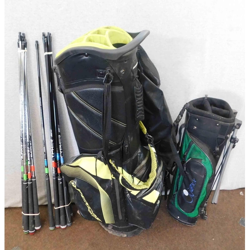 808 - Adult and child golf bags and brand new Mitsubishi golf shafts and calloway grips