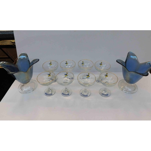 87 - Eight - Babycham glasses & glass vases