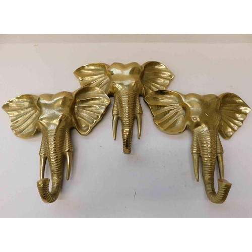 94 - Three - Cast brass - elephant coat hooks