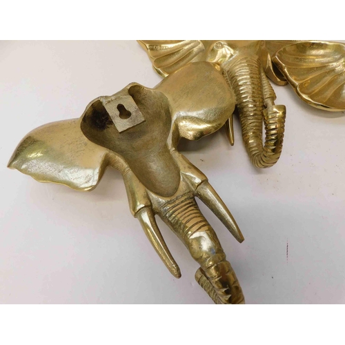 94 - Three - Cast brass - elephant coat hooks