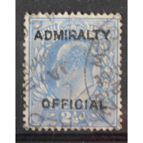 99 - 1902 dated - Edward VII era - 2 1/2d Ultramarine stamp - with Admiralty Official overprint