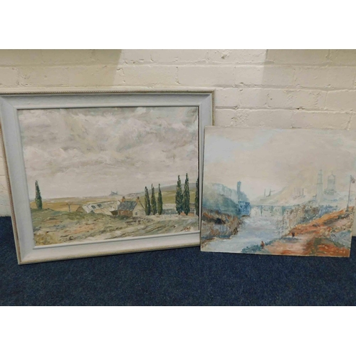 10 - Two - oil on board rural scenes - one framed - largest 31.5x26