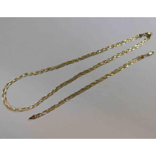 111 - 9ct gold - tri coloured necklace 18