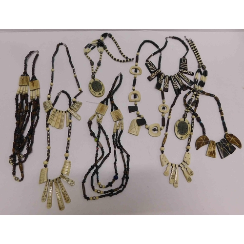 204 - Ten - wood & bone - African/tribal style necklaces