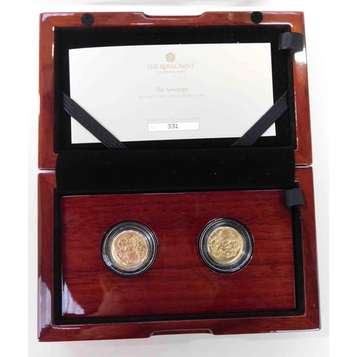 235 - Royal Mint - George V - Two 22ct Gold Sovereign coin set with box & certificate