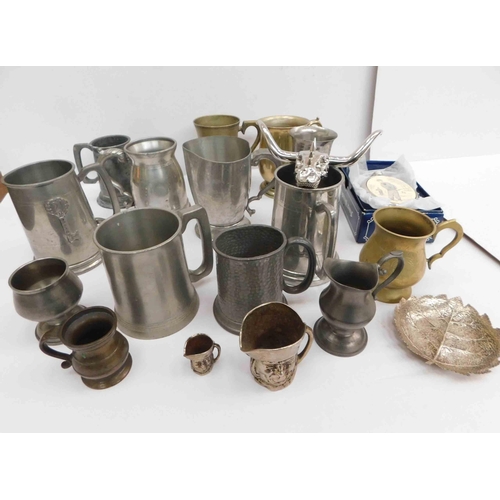 46 - Metal ware - including tankards