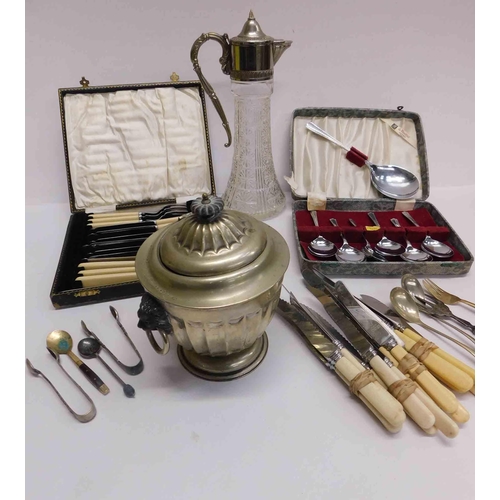 49 - Mixed items including - boxed cutlery/decanter & ice bucket