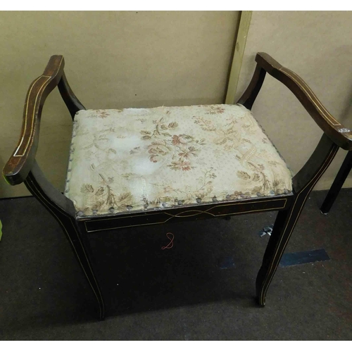 547 - Vintage inlaid piano stool