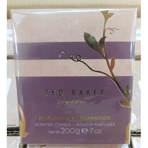 574 - Box of 12 new sealed Ted Baker scented candles - Pink Pepper & Cedarwood