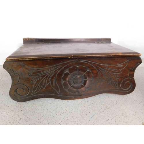 645 - Antique oak hinged box - possibly from a hall mirror