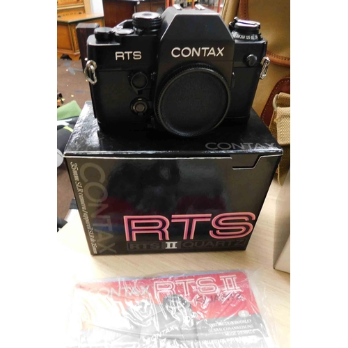 648 - Contax RTS II camera body in original box W/O with Contax TLA-30 flash, Contax camera case and w-3 r... 