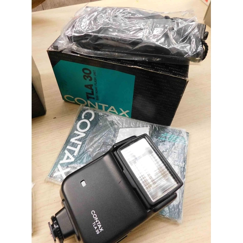 648 - Contax RTS II camera body in original box W/O with Contax TLA-30 flash, Contax camera case and w-3 r... 