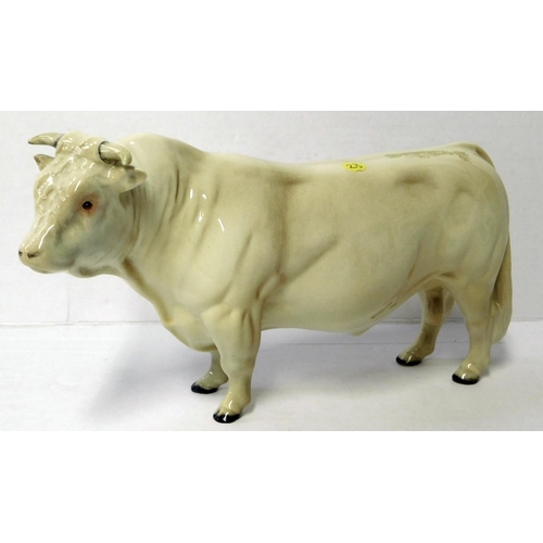 14 - Beswick - Charolais bull Model No. 2463A - cream gloss finish