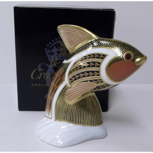 26 - Royal Crown Derby - Tropical fish/guppy paperweight - no damage - silver stopper