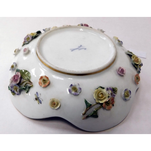 42 - Meissen - cup & saucer with floral pattern & insects - flower on outer with insects - no damage - cr... 