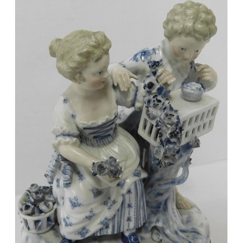 45 - Meissen - boy & girl figural group - crossed swords mark from 1815 - no damage