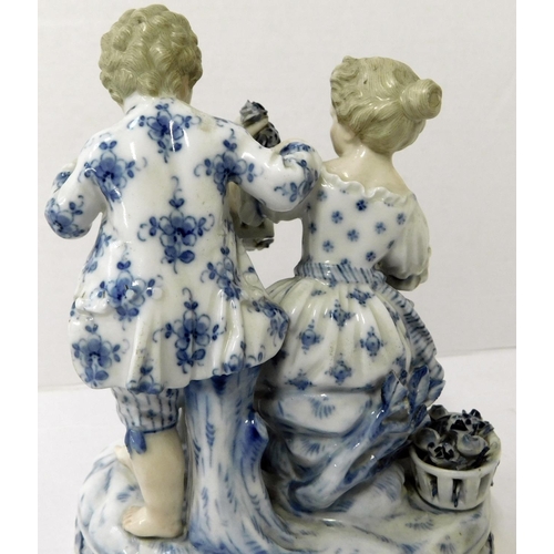 45 - Meissen - boy & girl figural group - crossed swords mark from 1815 - no damage