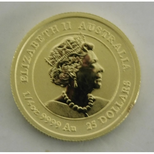 45A - Australian Mint - Year of the Ox - 1/4 ounce $25 gold coin struck in 9.999 fine gold - weight 7.8g