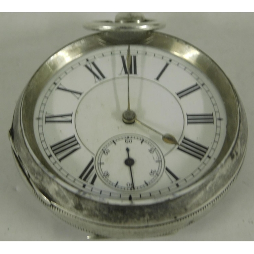 45E - Silver cased - pocket watch with key - requires attention