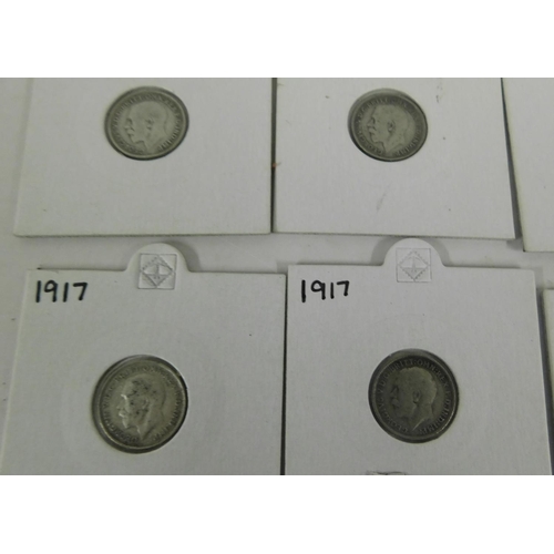 53G - Silver - Three pence pieces - mixed dates