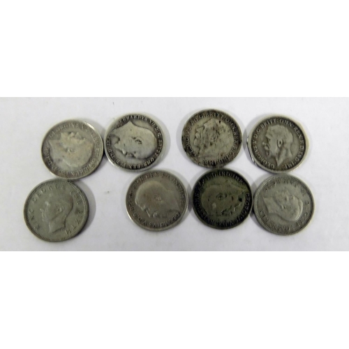 53G - Silver - Three pence pieces - mixed dates