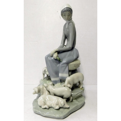 8 - Lladro - Girl with piglets Model No. 4572 - with box