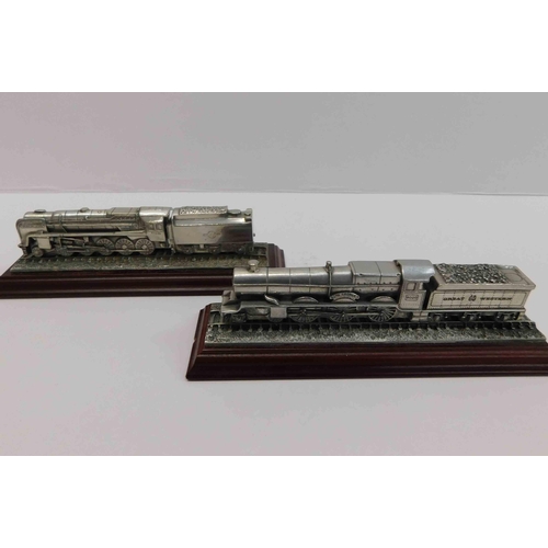 10 - Two - Pewter steam trains models - The King George V & Evening Star