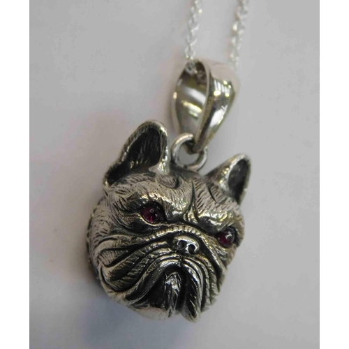 107 - Silver - bulldog pendant on silver chain