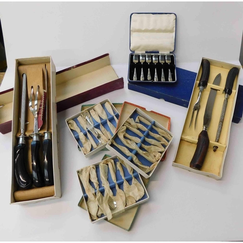 193 - Two - carving sets - & four sets of cutlery