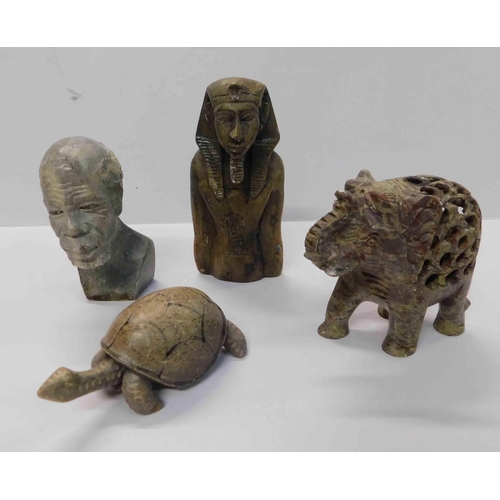 23 - African - soapstone figures - damage to elephants trunk