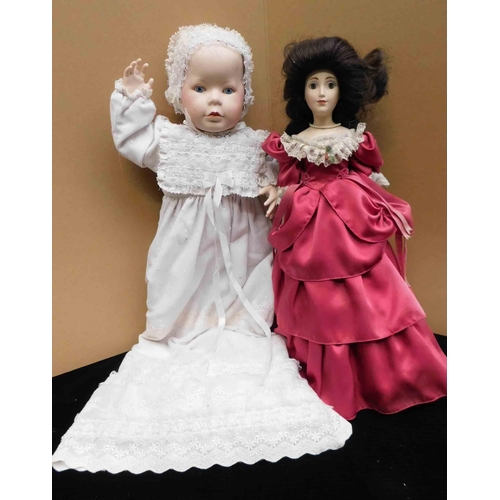 45 - Two - Porcelain/soft body dolls