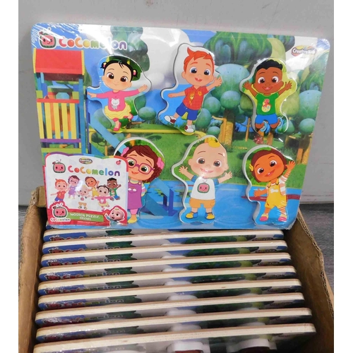 525 - 13x New and sealed Coco Melon starter wooden puzzles