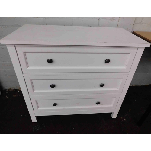 535 - Chest of 3 white drawers