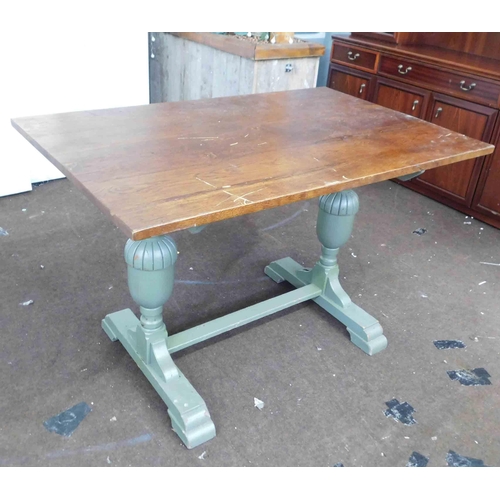 541 - Vintage oak dining table with painted base