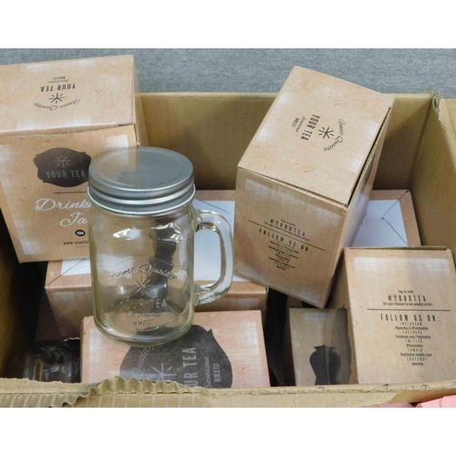 548 - Box of new items inc drinking jars