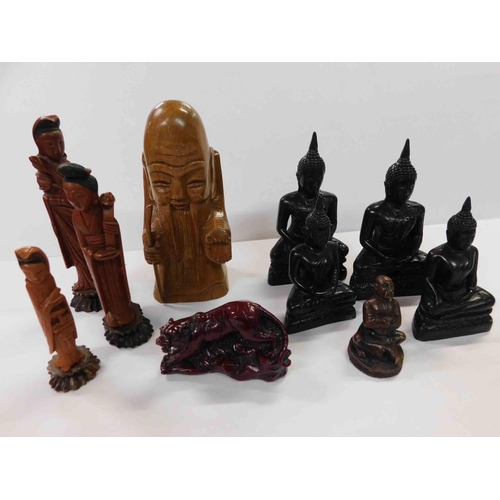 62 - Wooden - Tibetan Buddha's & Chinese style figures