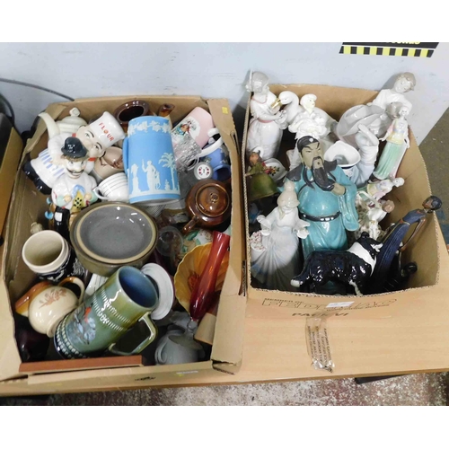 797 - 2x Boxes of mixed ceramics and glassware and box of ornaments - no buyer commission - bidding from £... 