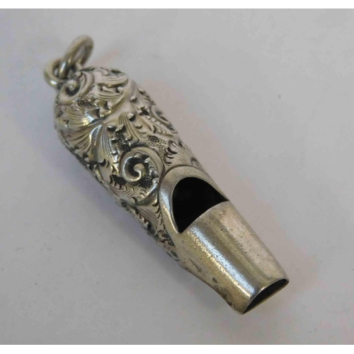 101 - Victorian silver whistle - hallmark worn