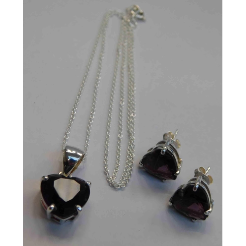 103 - Silver & amethyst - heart jewellery