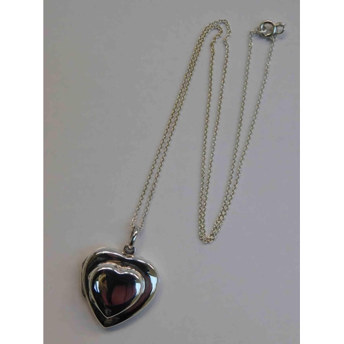 107 - Silver heart locket on silver chain