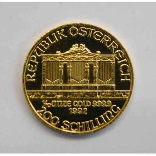 115 - 1/10 ounce of 9.999 Fine gold - Austrian 200 Schilling coin - dated 1992