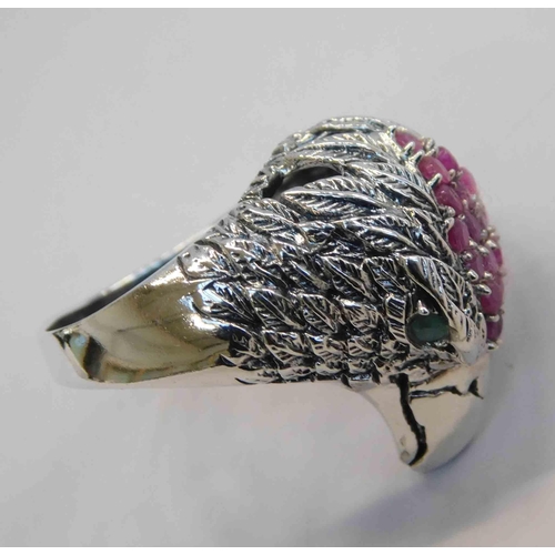 151 - Silver - stone set - eagle ring