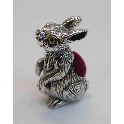 152 - Silver - hare pin cushion